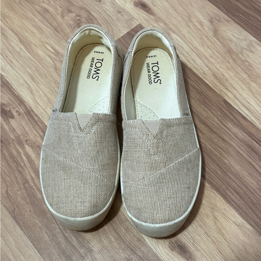 TOMS Natural Beige Canvas Slip-On Shoes
